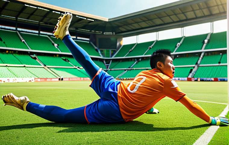 **

"A dynamic football goalkeeper, strong Thai features, diving to save a powerful shot on a vibrant green pitch, bright sunlight, action shot, determined expression, playing for a Thai team, stadium background, realistic style, Thai team jersey, intense game moment."

**